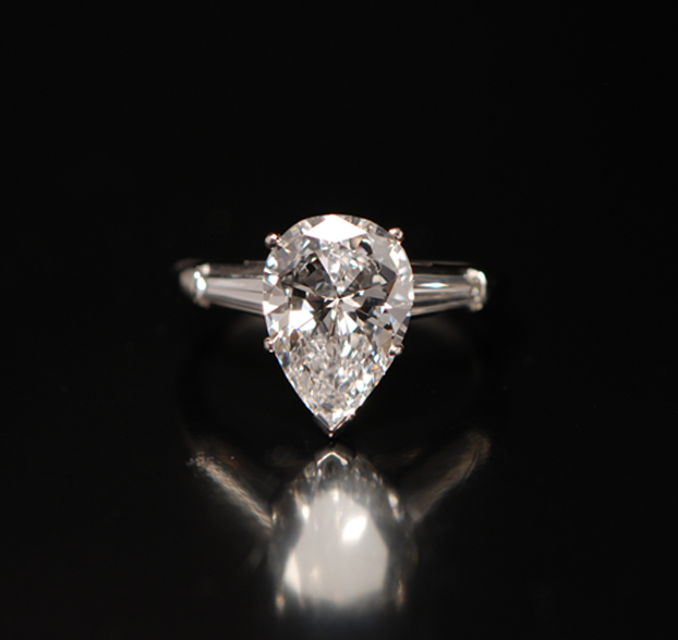 3.44 Ctw Pear Shape Brilliant Diamond Side Baguette 3-Stone Engagement Ring  Real 14k White Gold – BrideStarCo